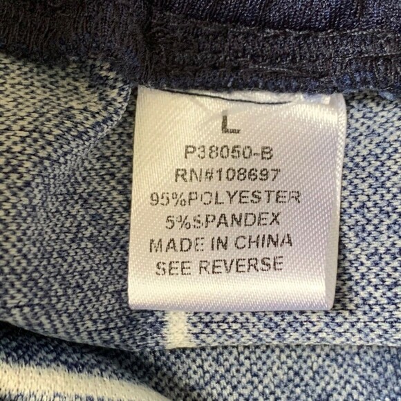 Lipslide Cabana Pants Women L Navy & White Stripe and Border Hem Elastic Waist - Picture 8 of 9